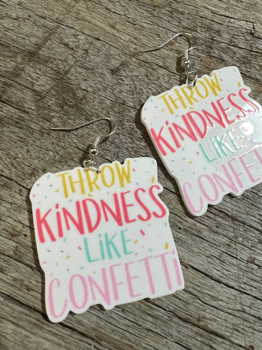 Kindness and Confetti Resin Earrings