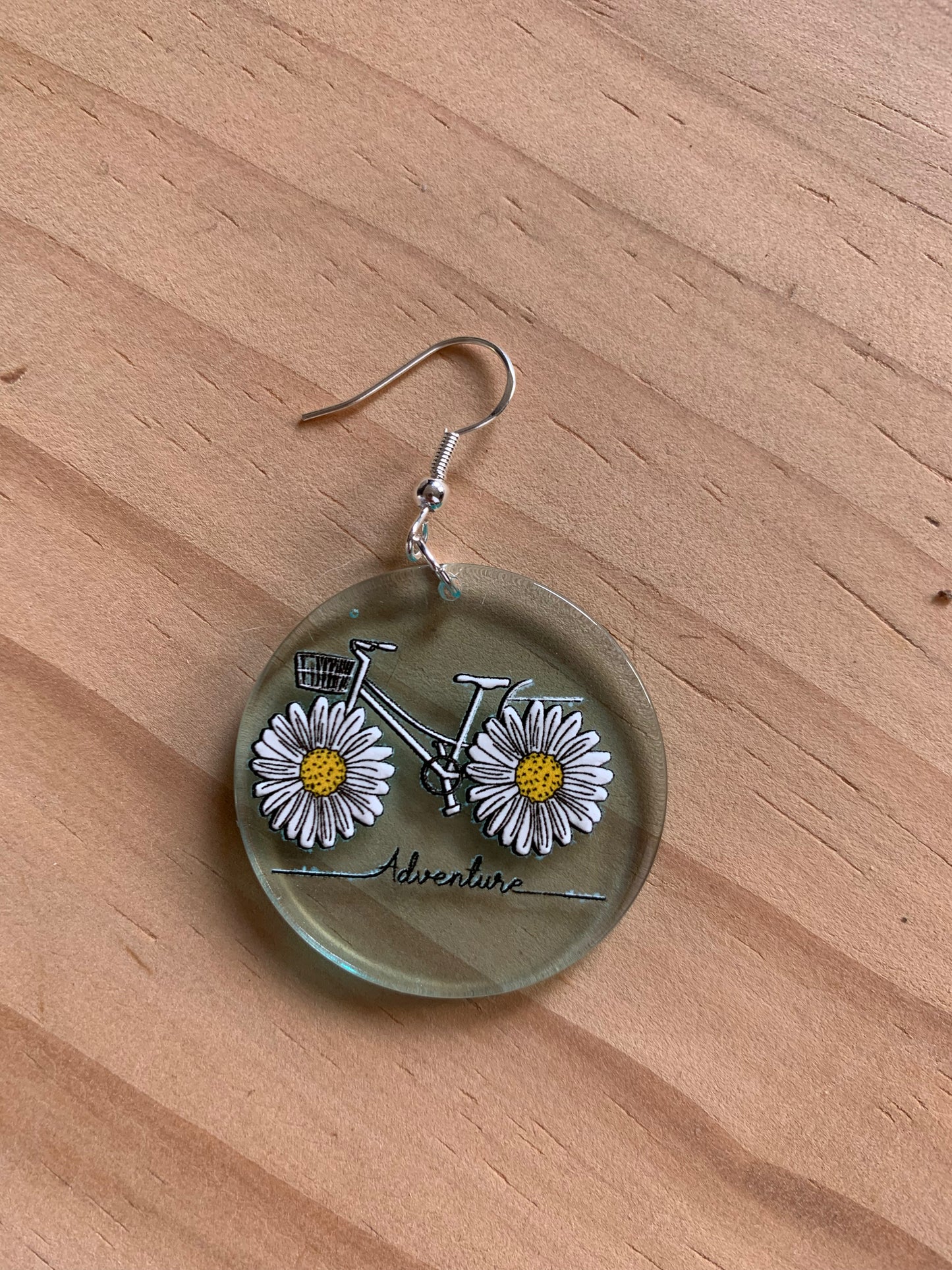 Sunflower Bike Resin Earrings
