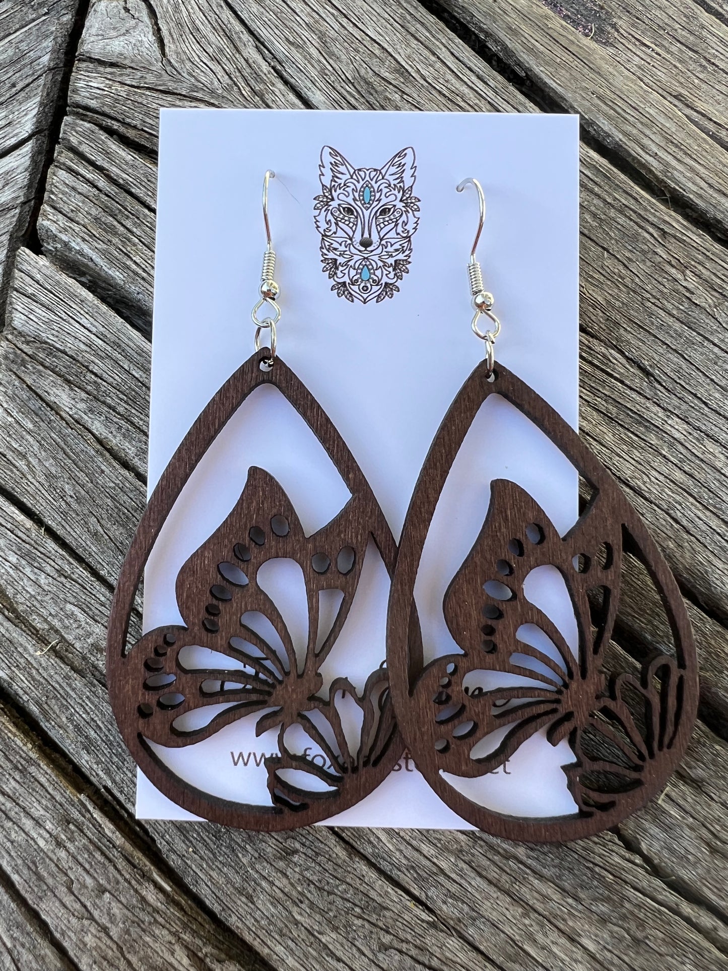 Beautiful Butterfly Natural Wood Earrings