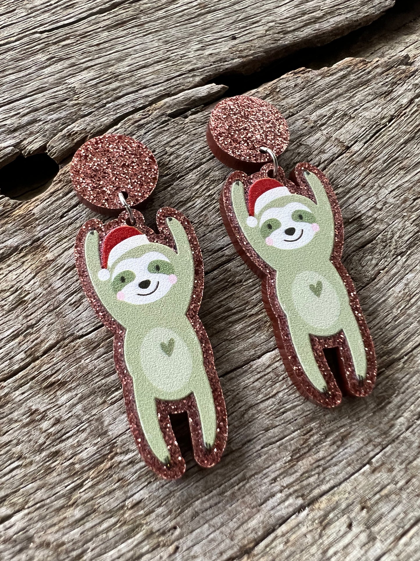 Christmas Sloth Earrings