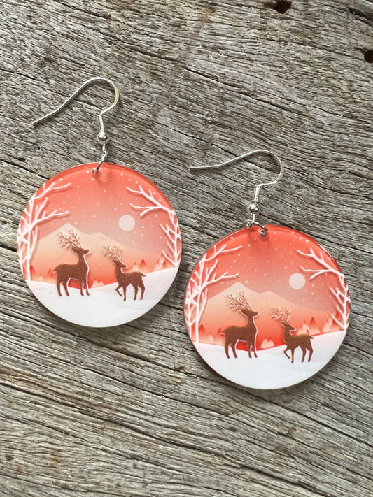 Reindeer Christmas Resin Earrings
