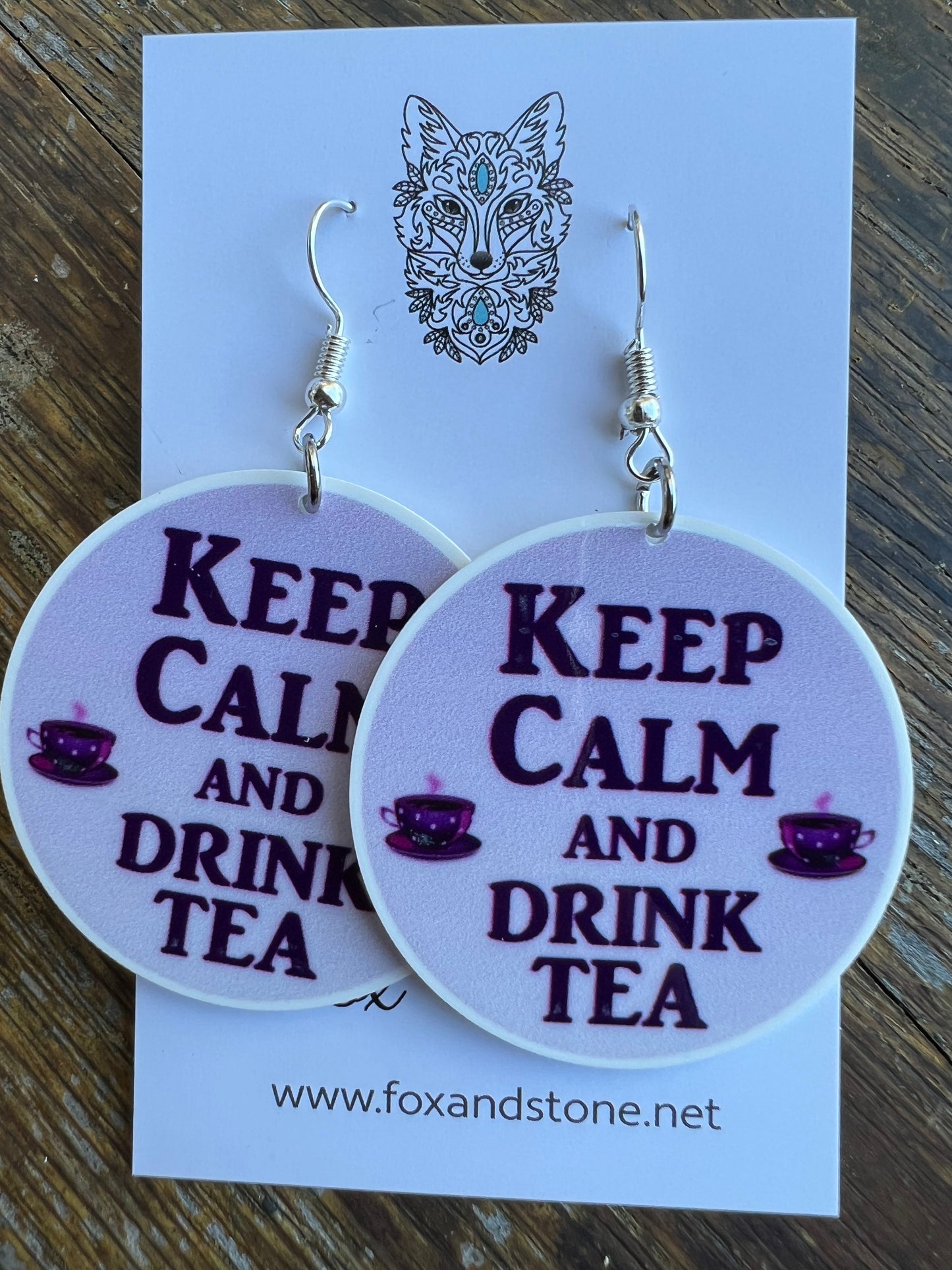 Keep Calm Drink Tea Earrings