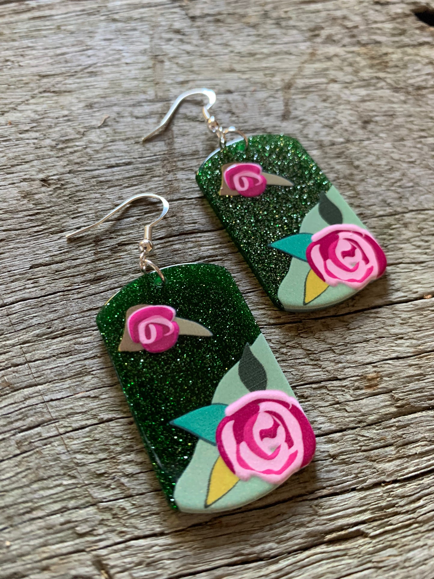 Glitter Rose Earrings