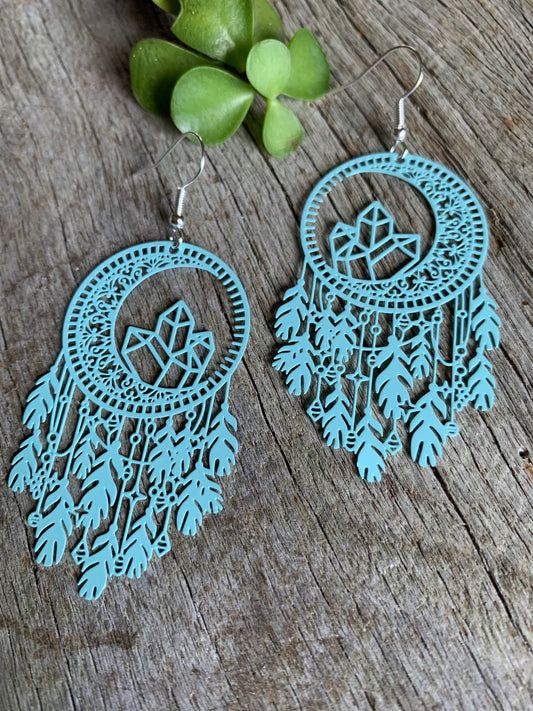 Baby Blue Dream Catcher Crystal Filigree