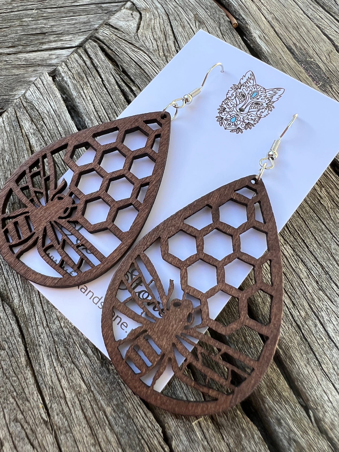 Beautiful Bee Natural Wood Earrings