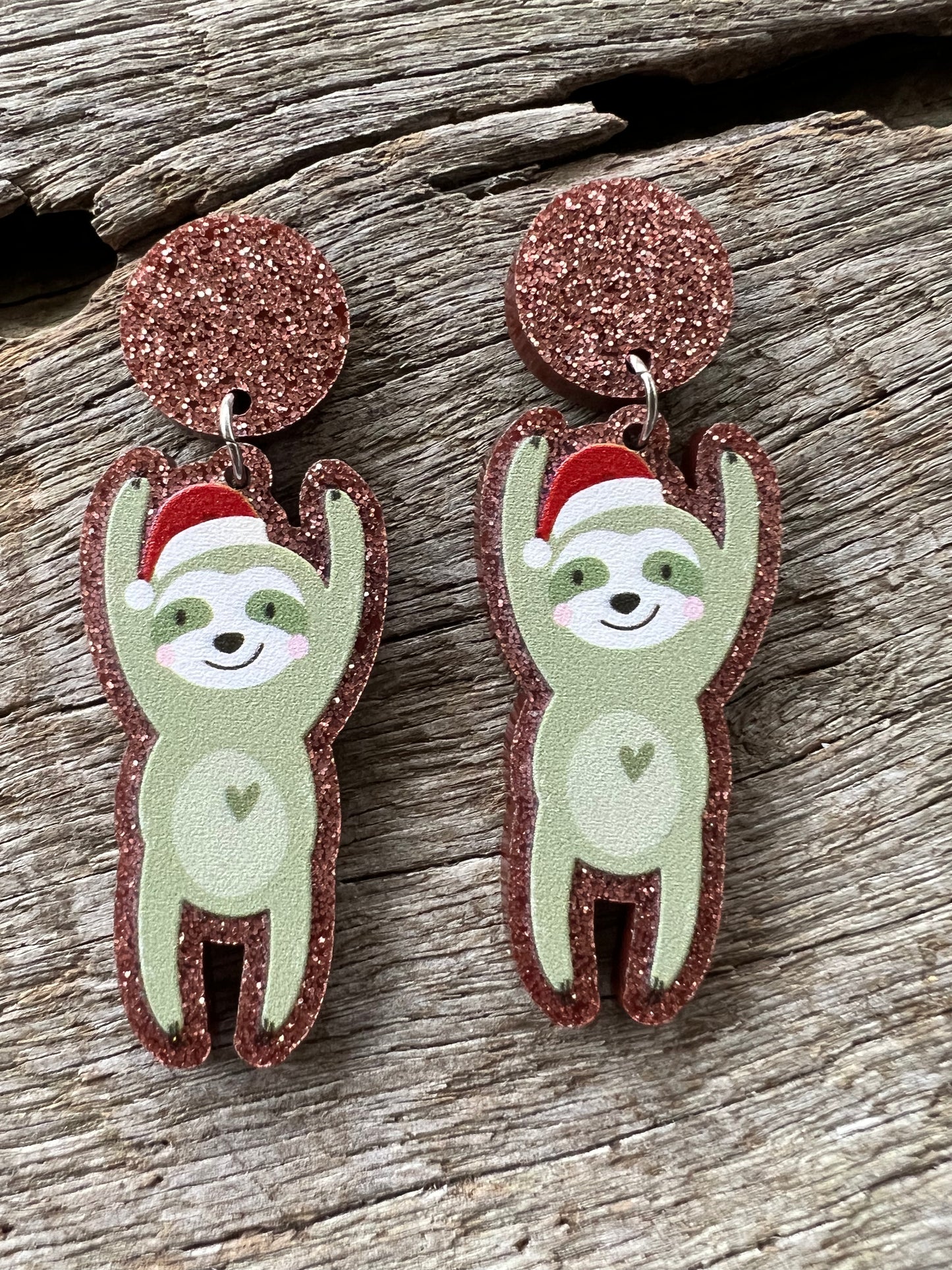 Christmas Sloth Earrings
