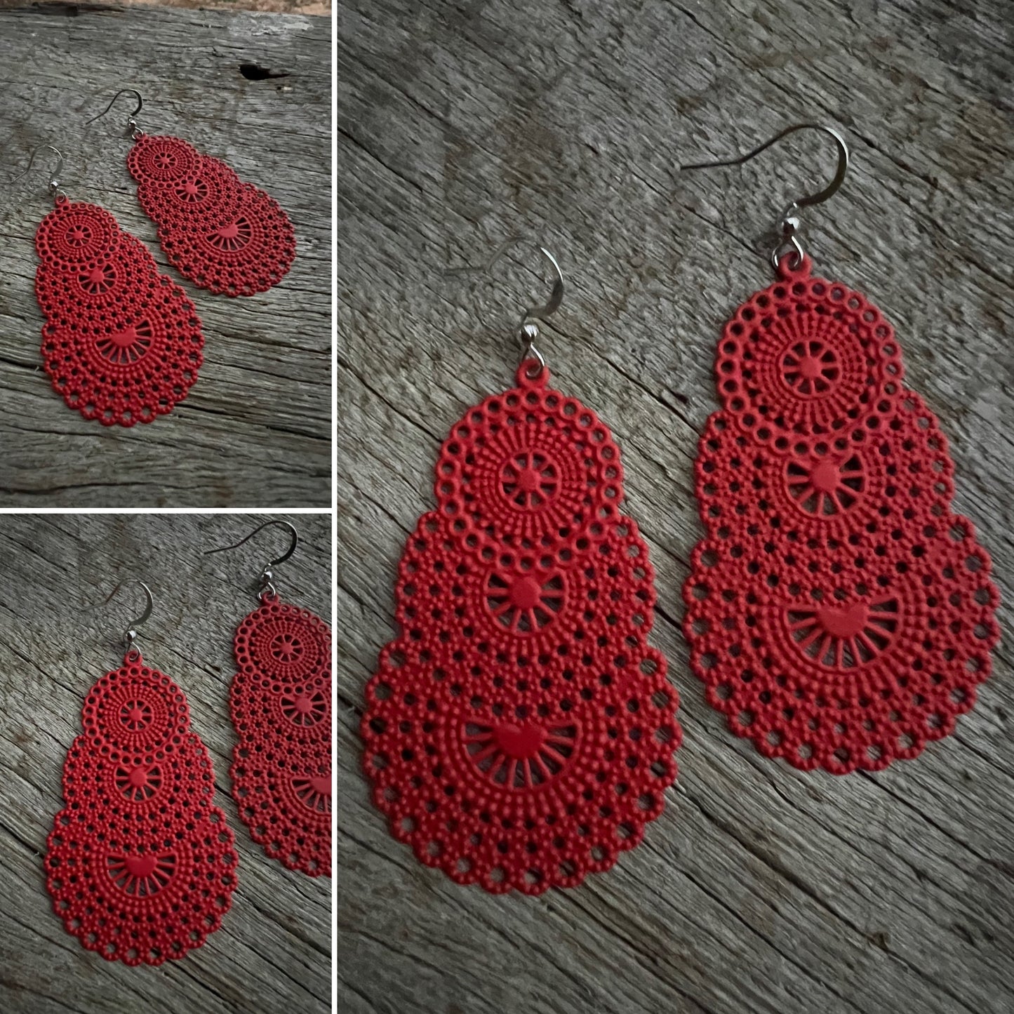 Stunning Red Metal Dangles