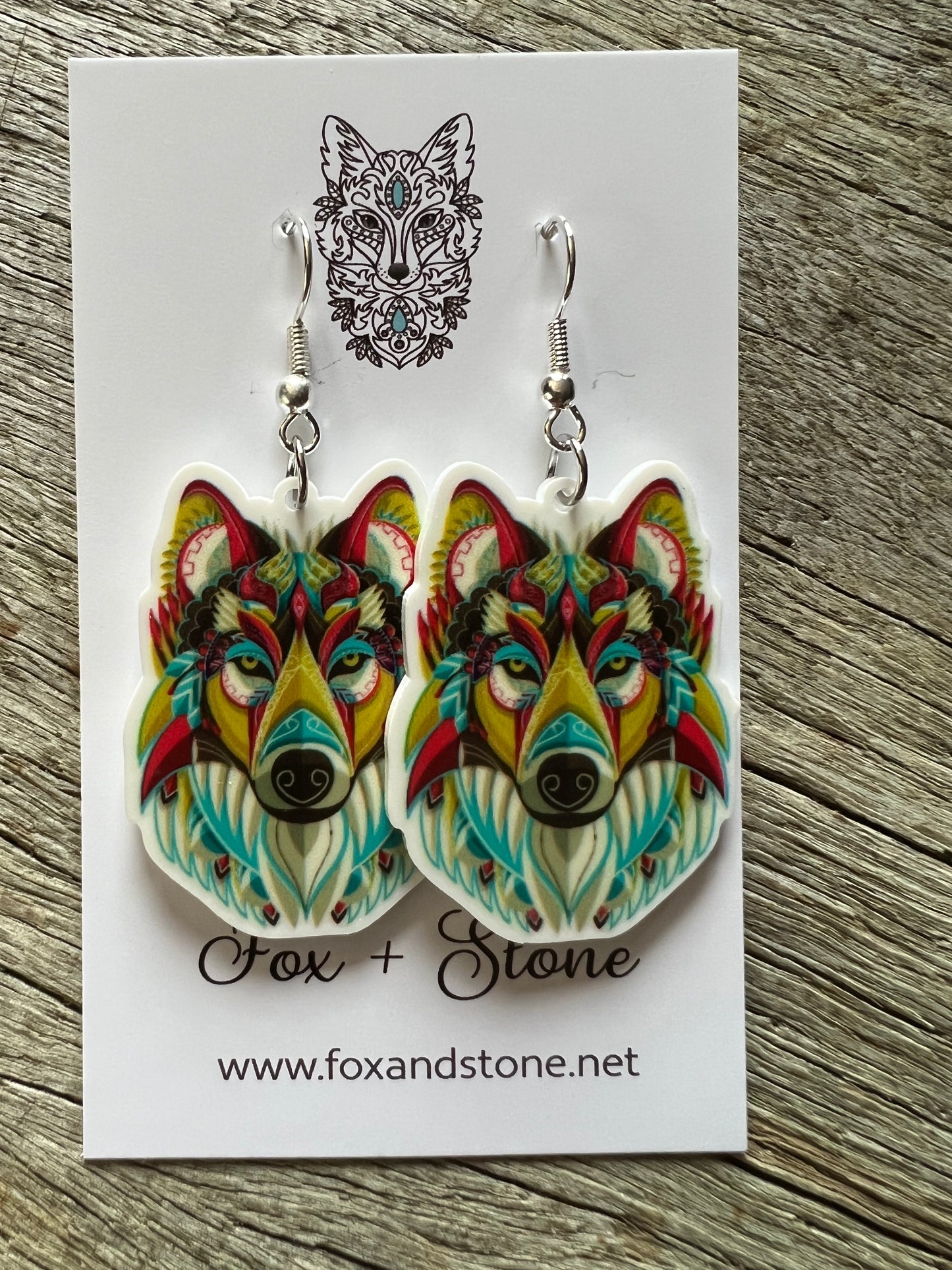 Beautiful Wolf Resin Earrings