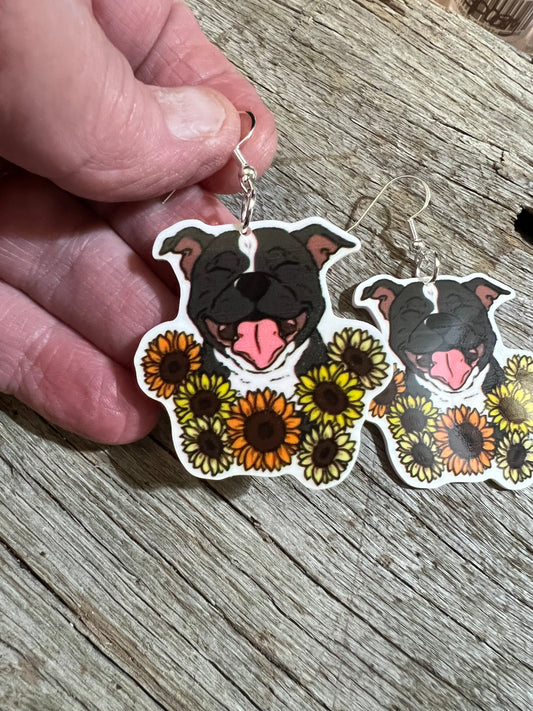 Smiling Staffy Resin Earrings