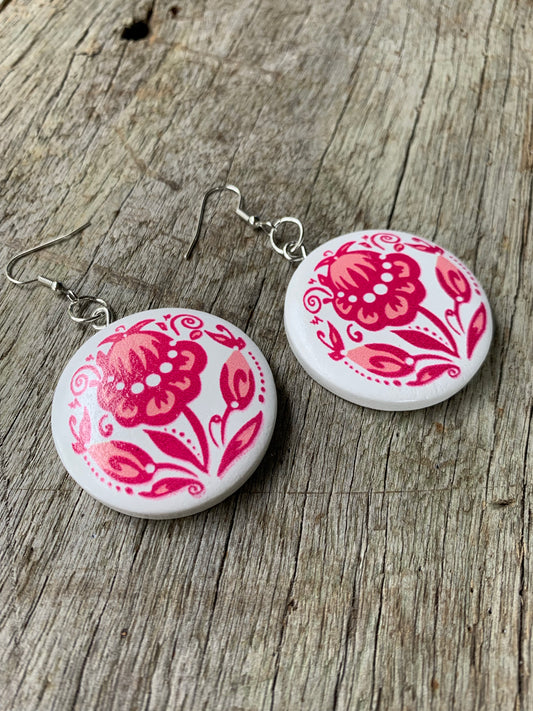 Pink Lydia Wood Earrings