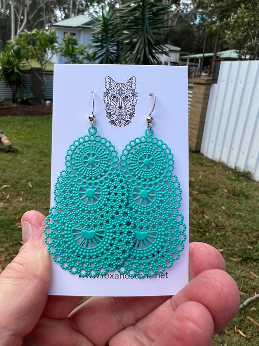 Stunning Mint Metal Dangles