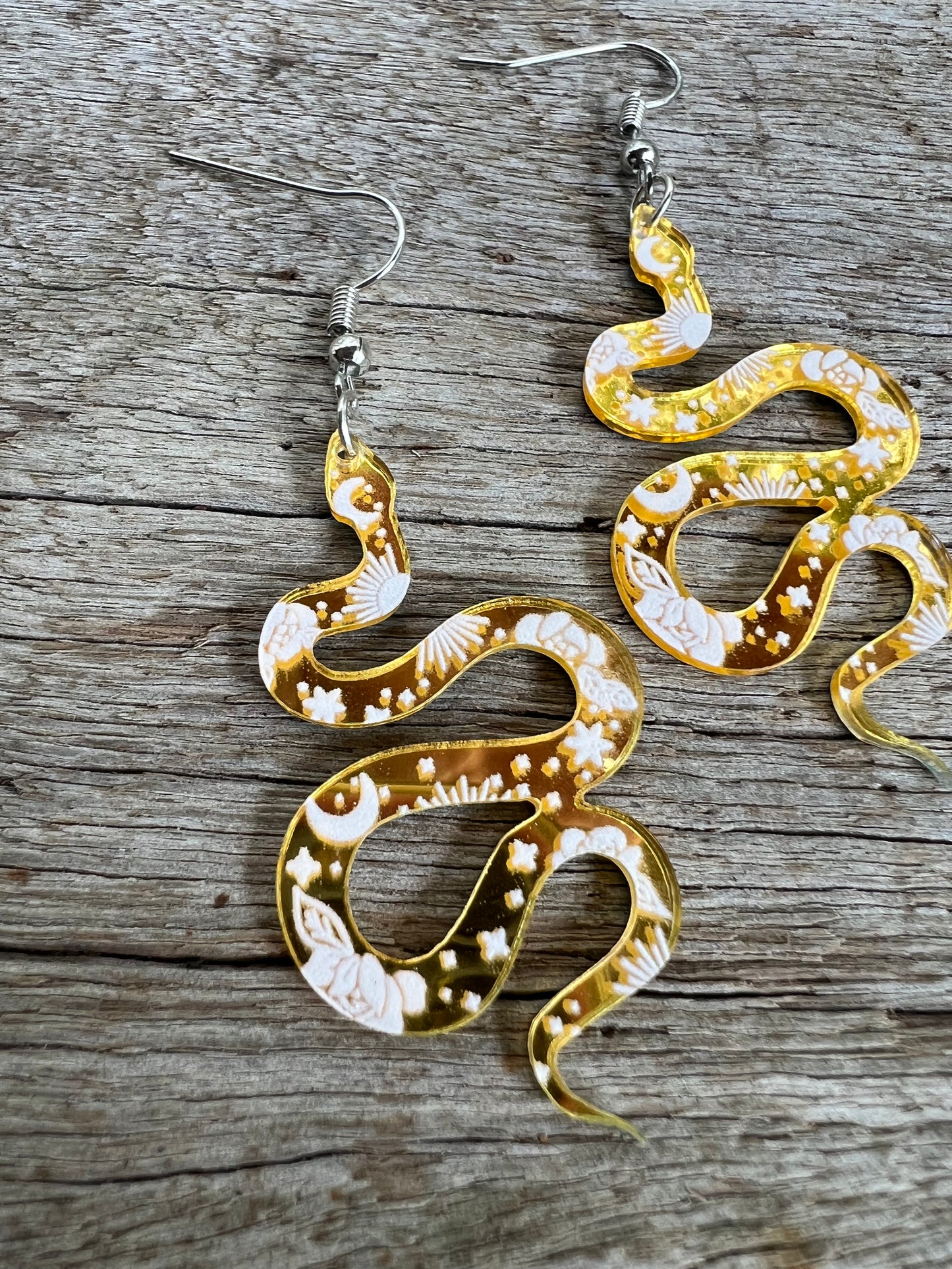Mirror Gold Snake Earrings