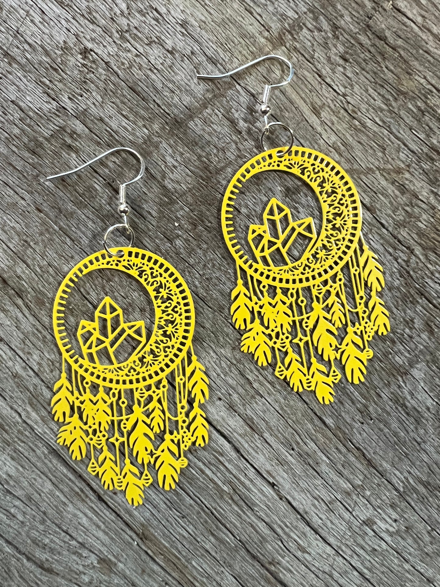 Yellow Dream Catcher Crystal Filigree