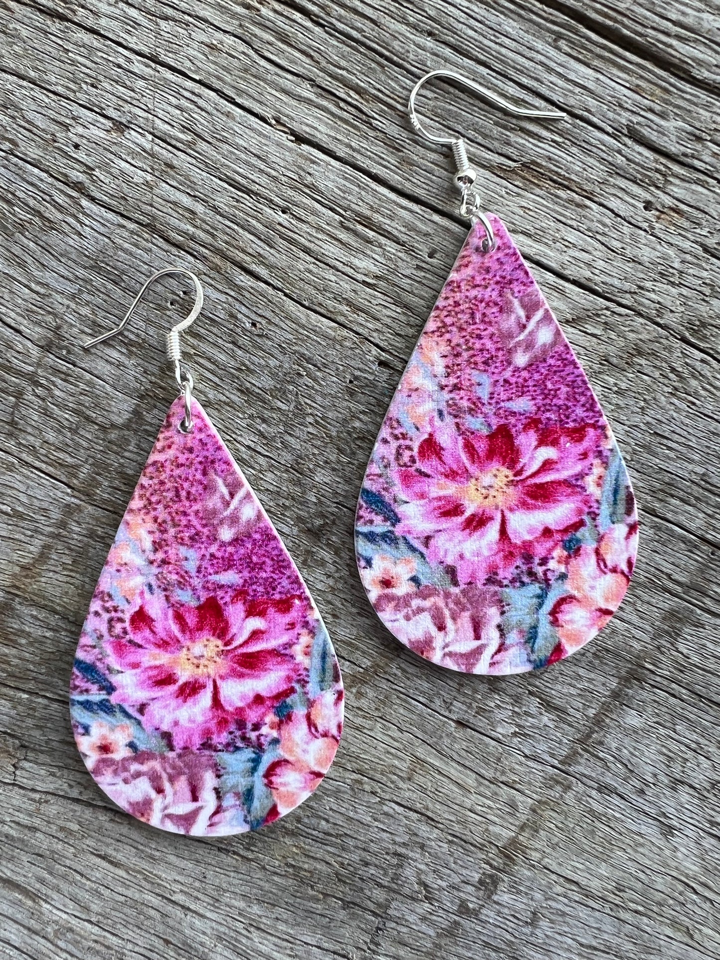 Pretty in Pink Wood Earrings