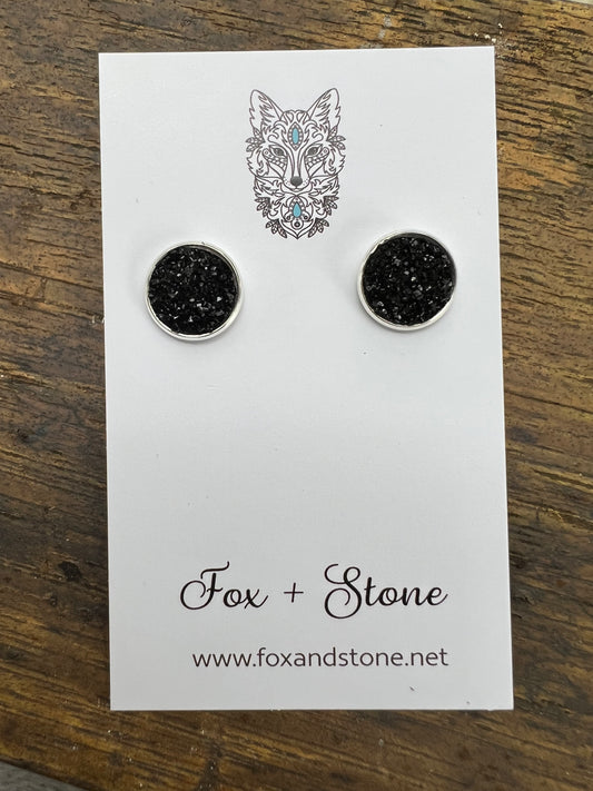 Midnight Druzy Stud Earrings