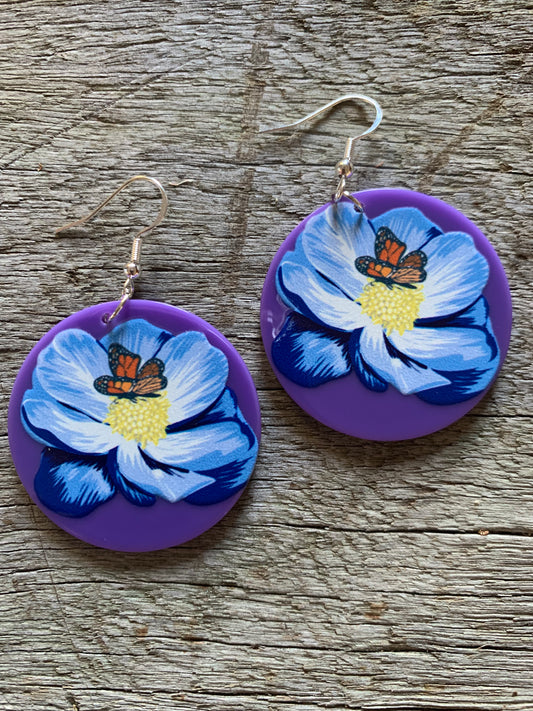 Purple Lotus Flower Earrings
