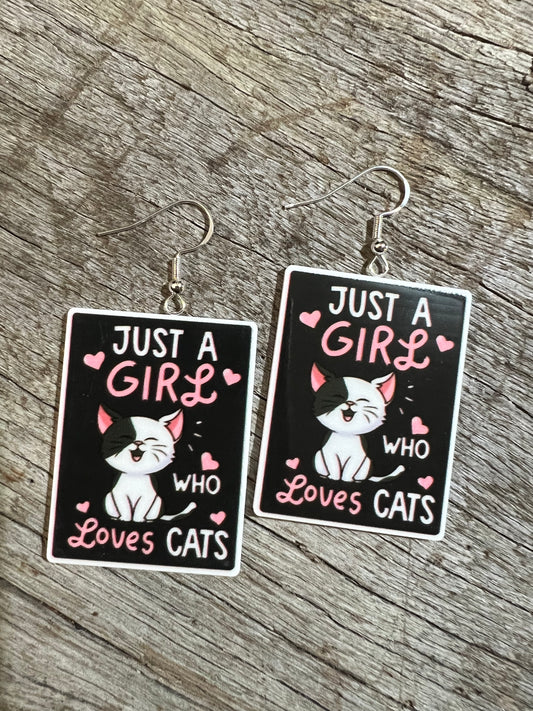 Girl Who Love Cats Resin Earrings