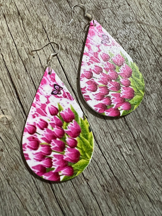 Tulips Print Wood Earrings
