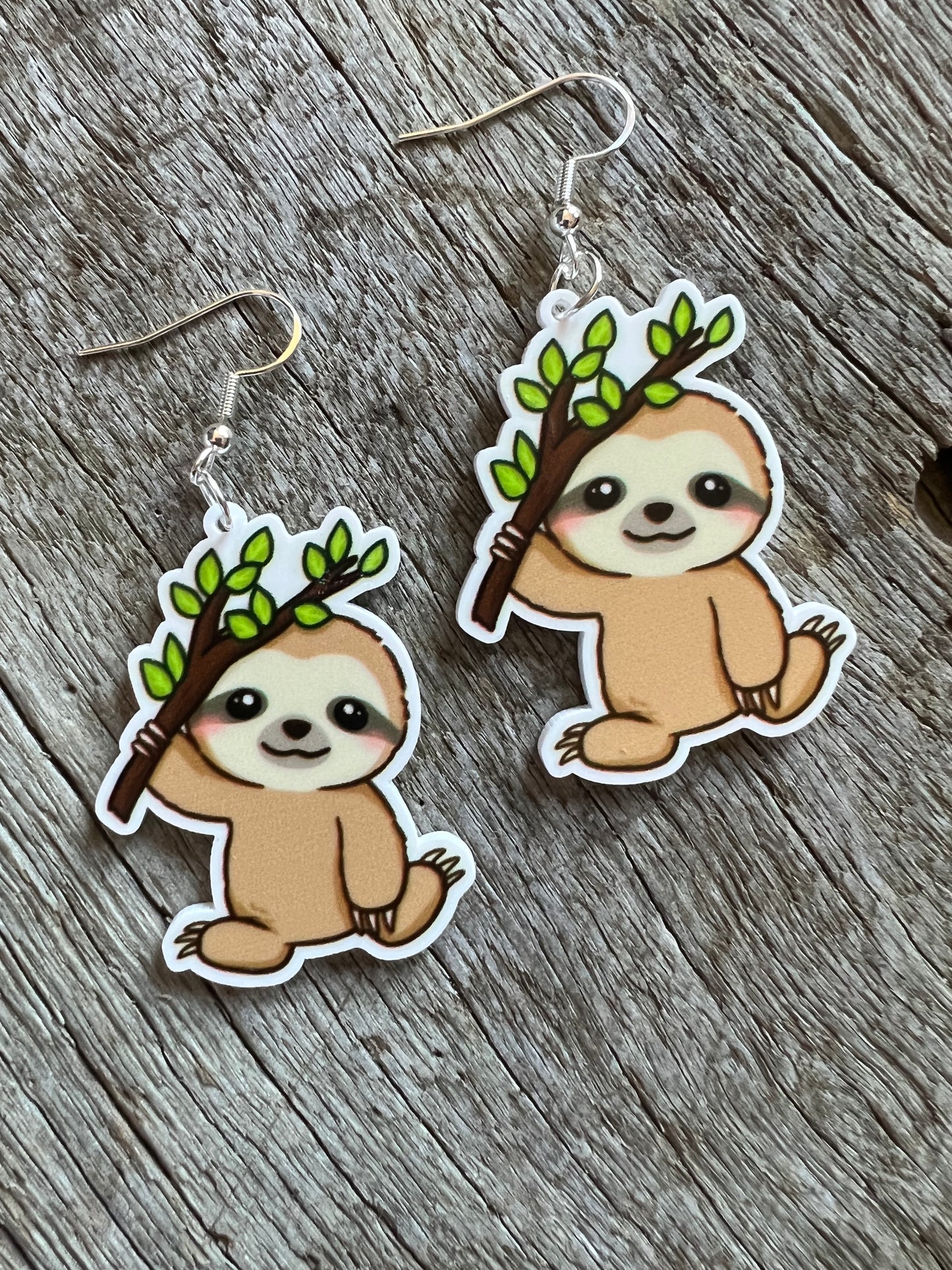Baby Sloth Resin Earrings