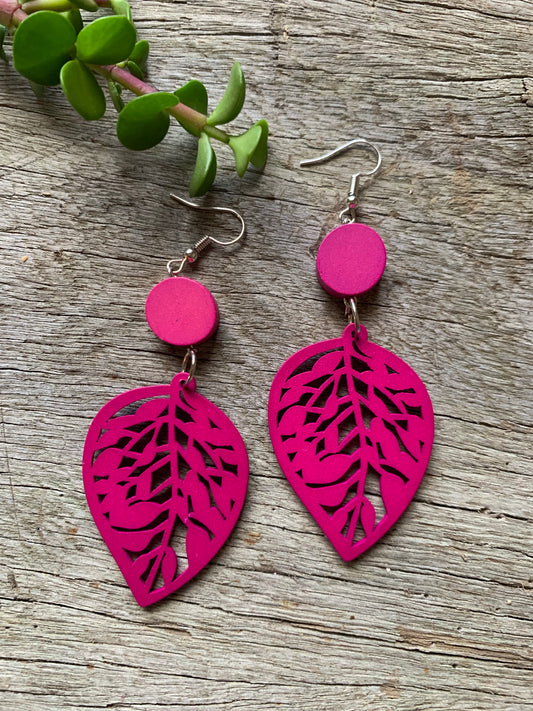Fuchsia Sienna Wood Earrings