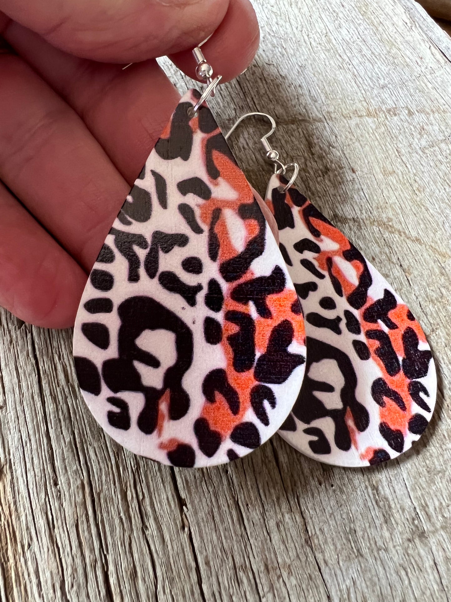 Mocha Brown Print Wood Earrings