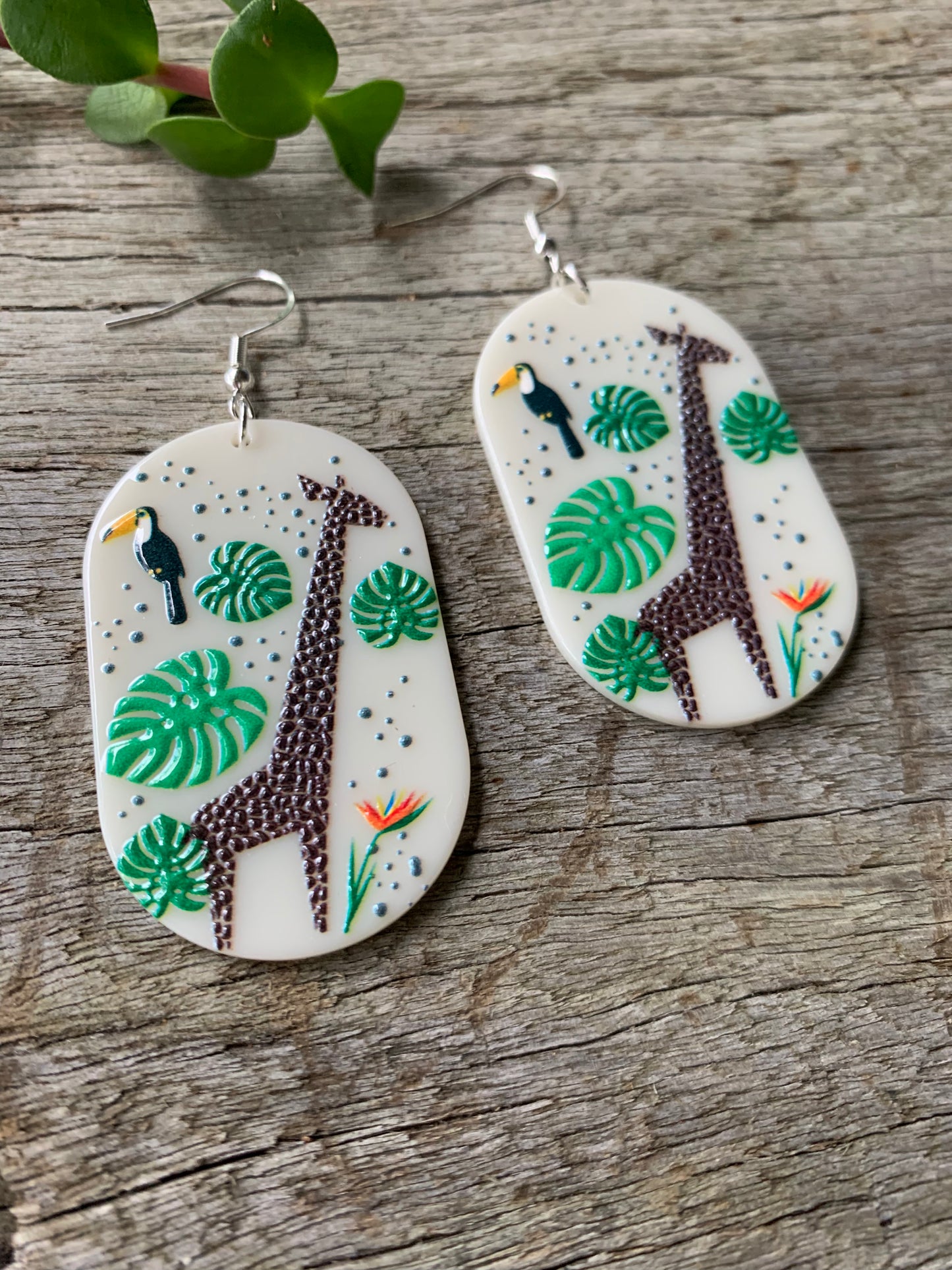 Giraffe and Parrot Earrings
