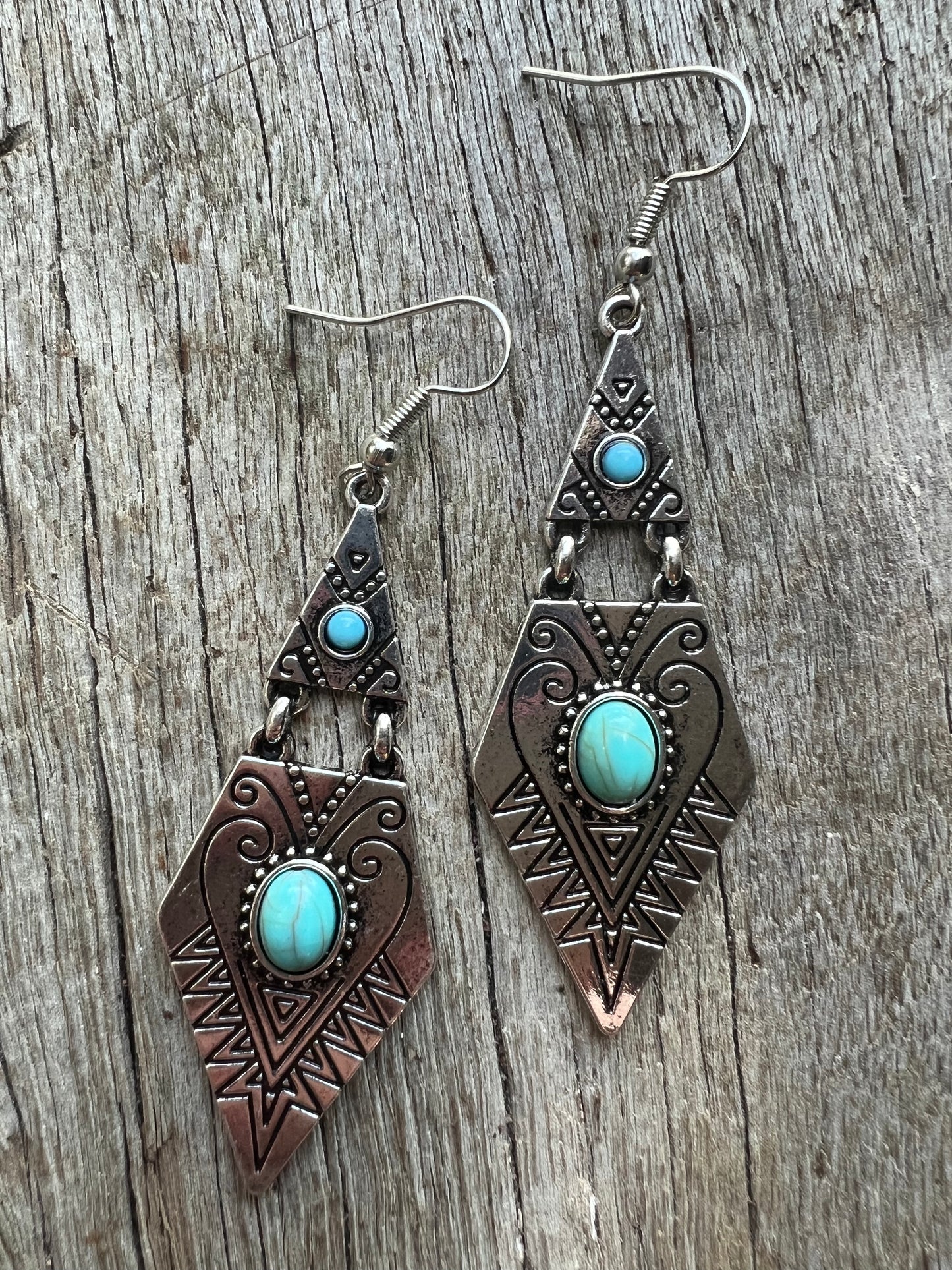 Lush Silver Turquoise Metal Dangles