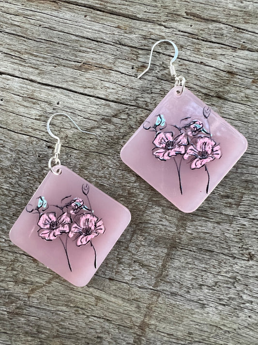Pale Pink Floral Earrings