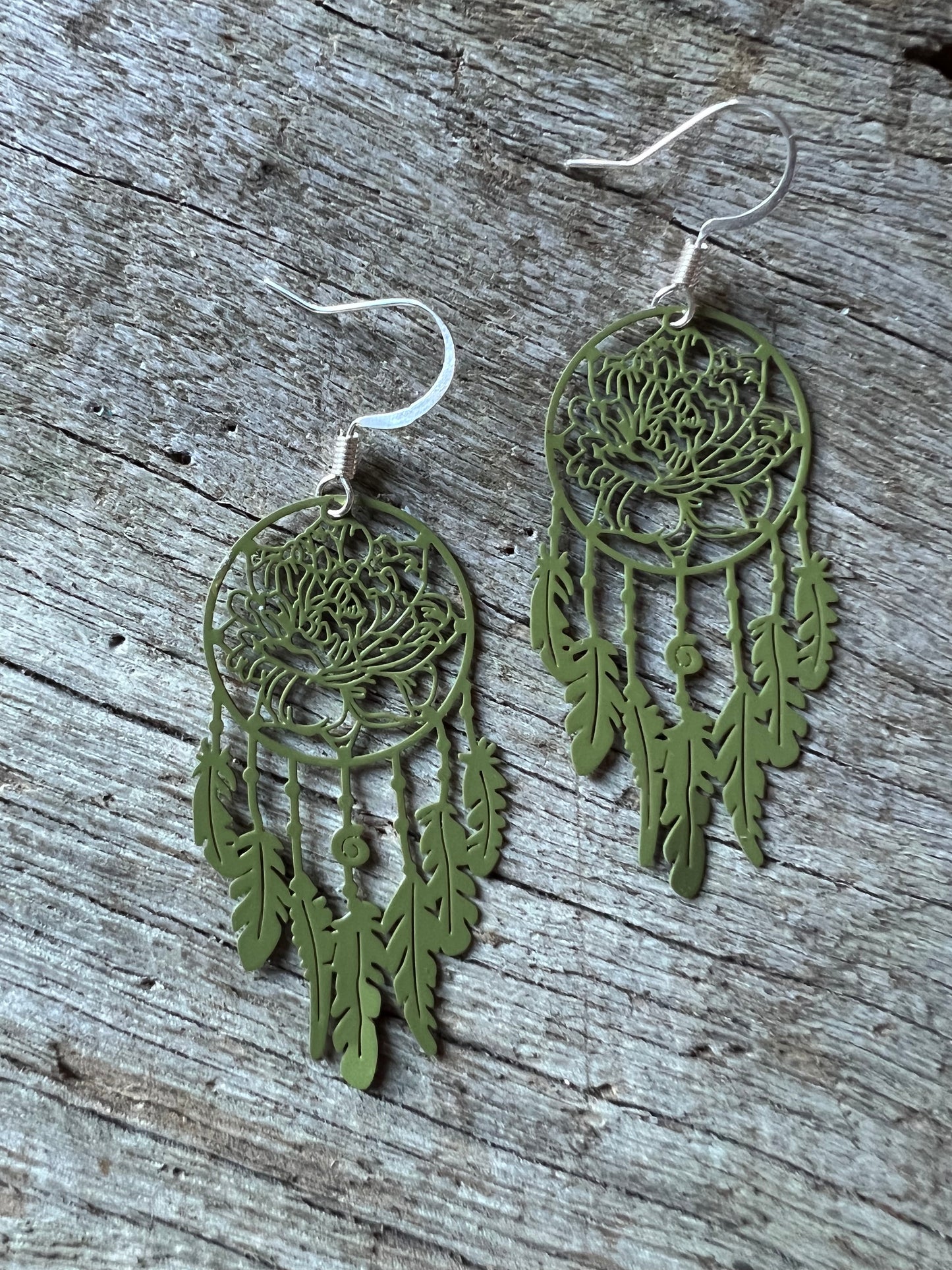 Olive Green Lotus Dream Catcher Filigree