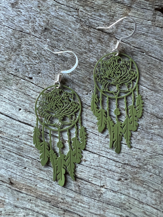 Olive Green Lotus Dream Catcher Filigree