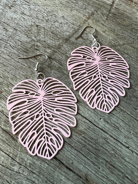Pale Pink Large Monstera Leaf Filigree