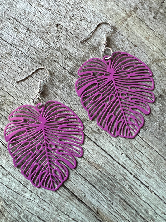 Plum Purple Large Monstera Leaf Filigree