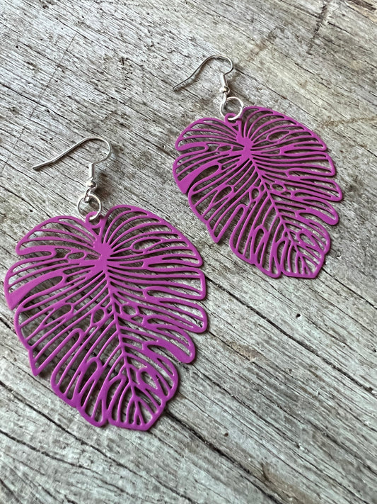 Plum Purple Large Monstera Leaf Filigree