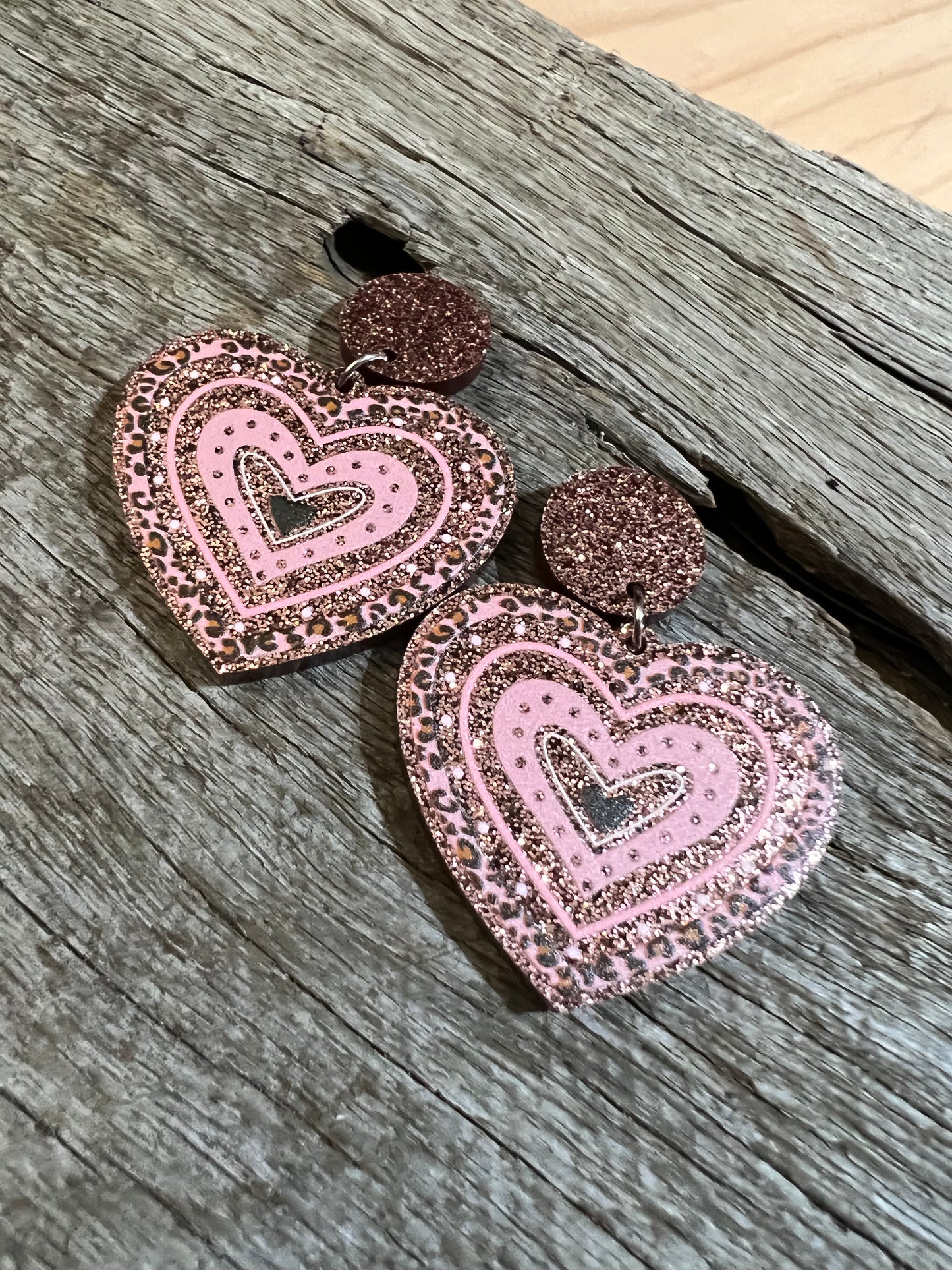Pretty Heart Glitter Stud Earrings