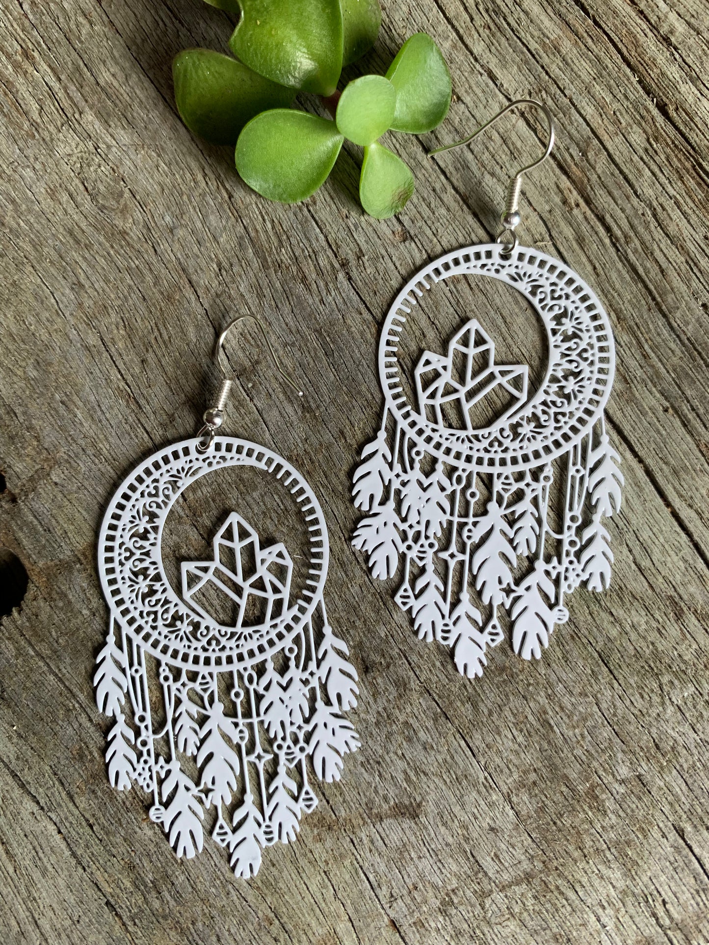 White Dream Catcher Crystal Filigree