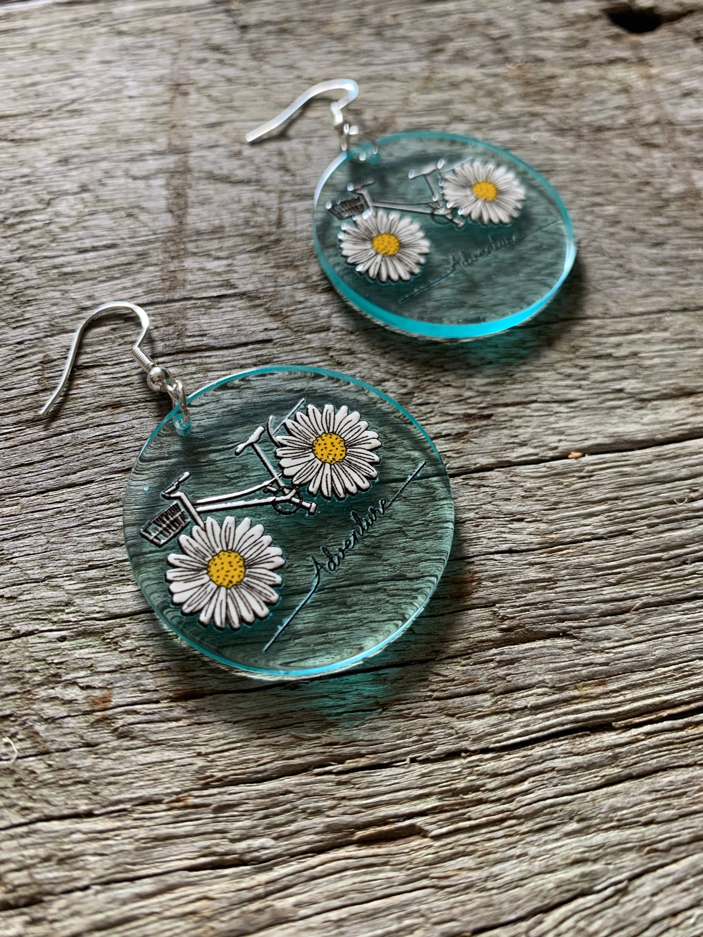 Sunflower Bike Resin Earrings