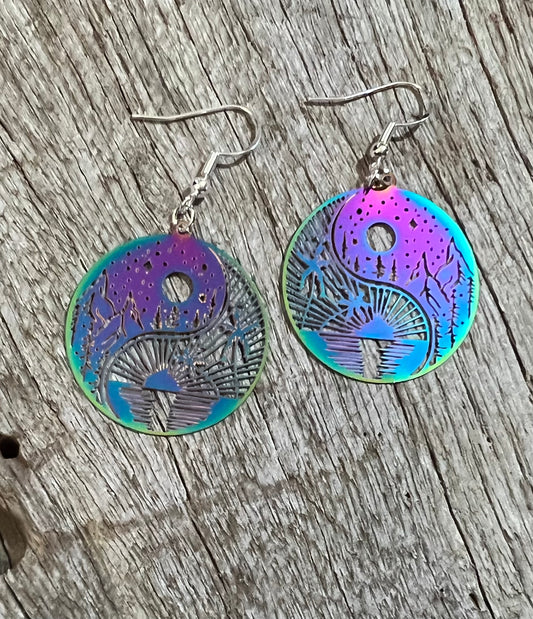 Irridescent Ying Yang Earrings