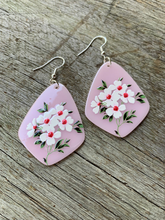 Pink Floral Earrings