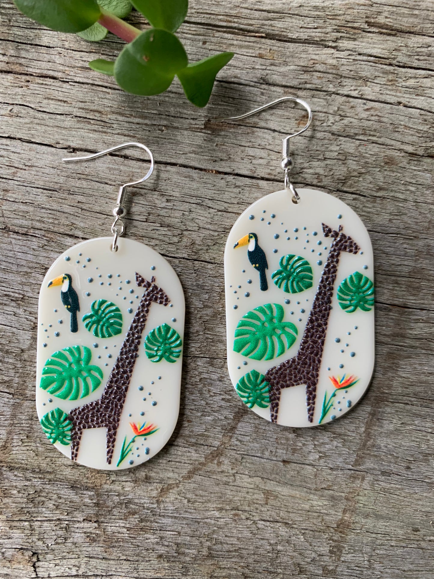Giraffe and Parrot Earrings