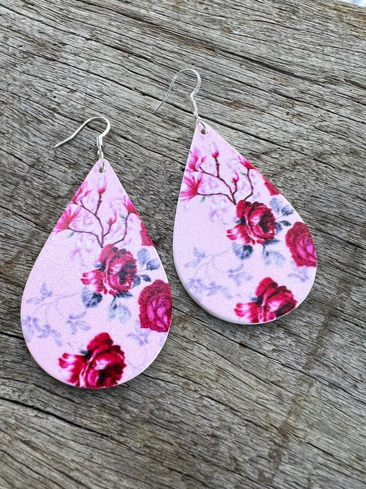 Blossom Print Wood Earrings