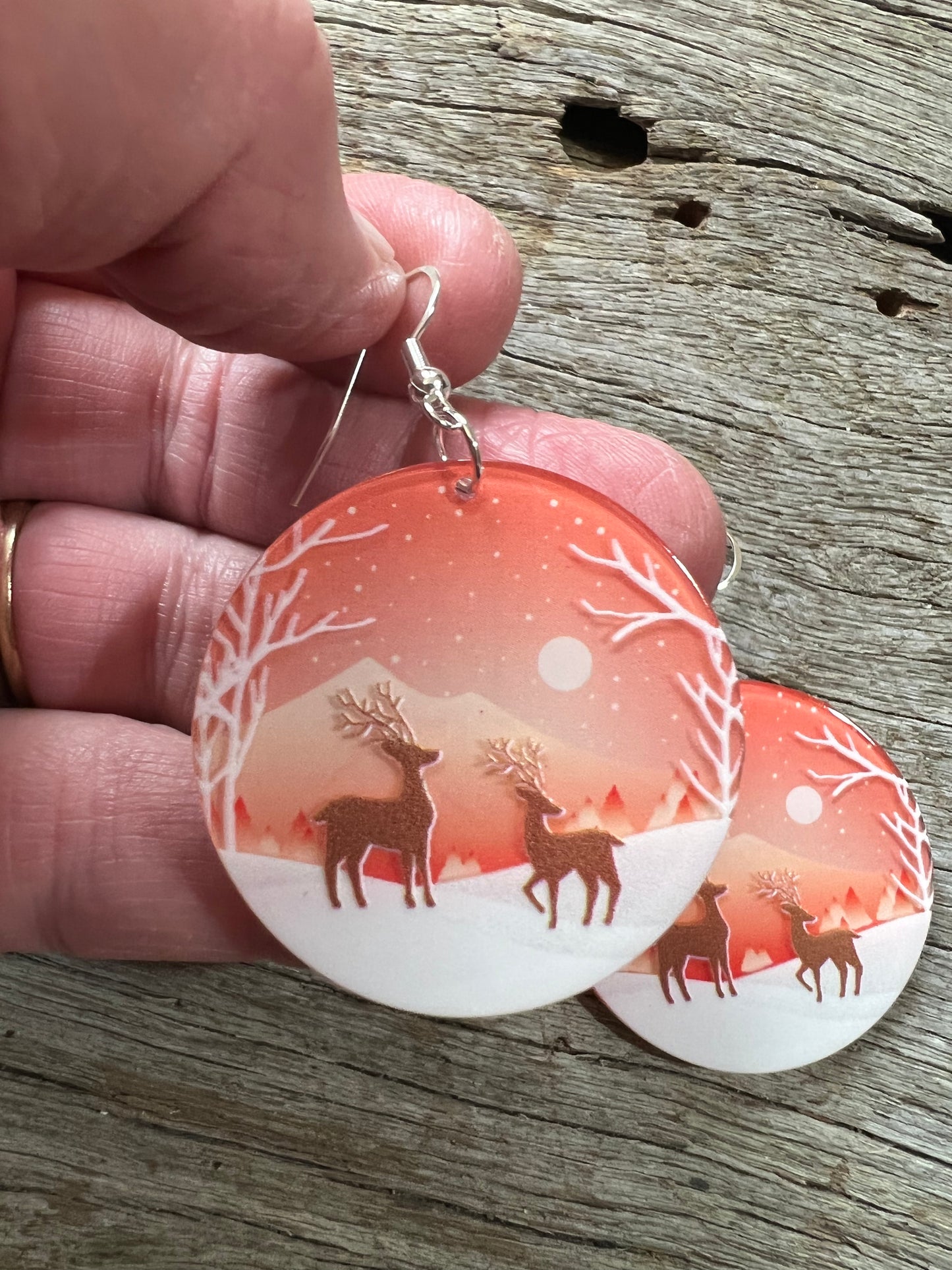Reindeer Christmas Resin Earrings