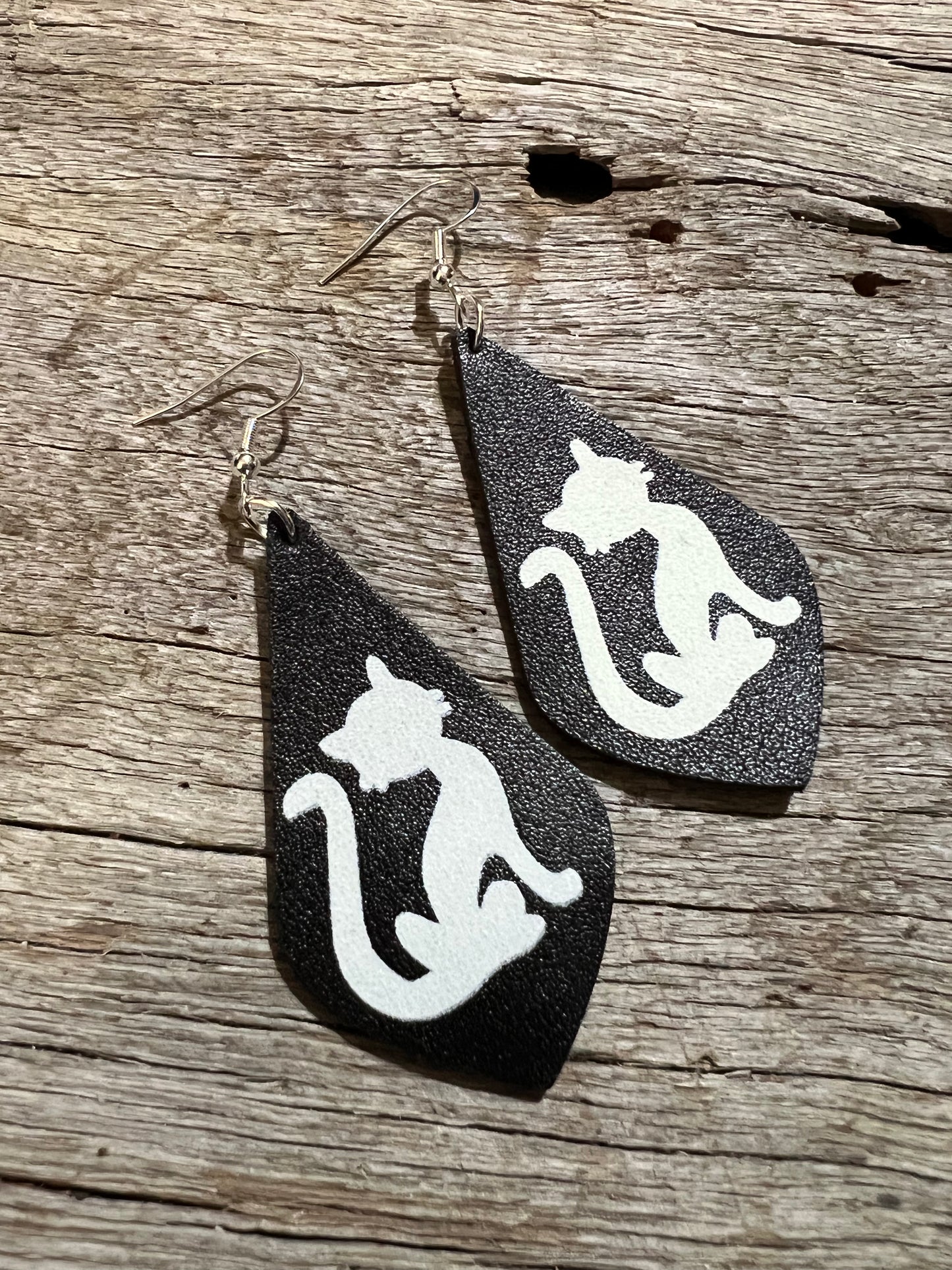 Black White Cat Vegan Earrings