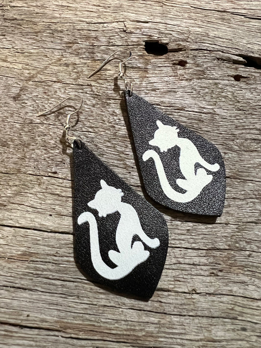 Black White Cat Vegan Earrings