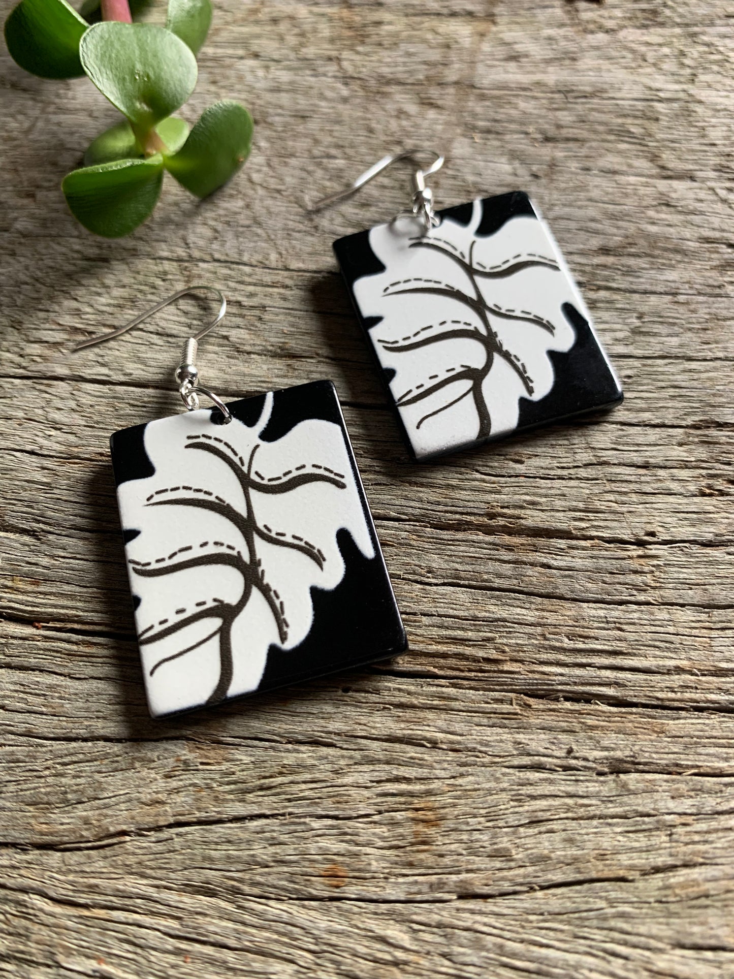 White Leaf Earrings