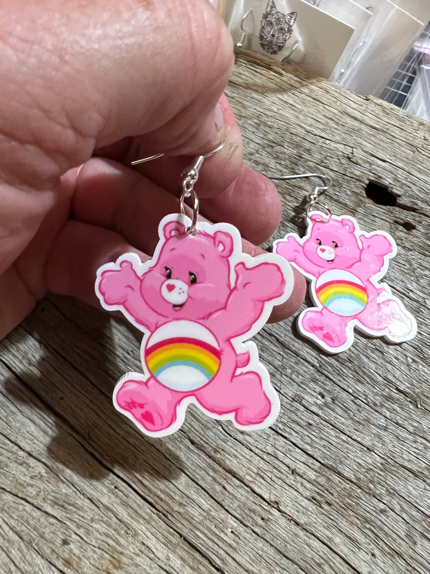 Rainbow Cheer Bear Plannar Earrings