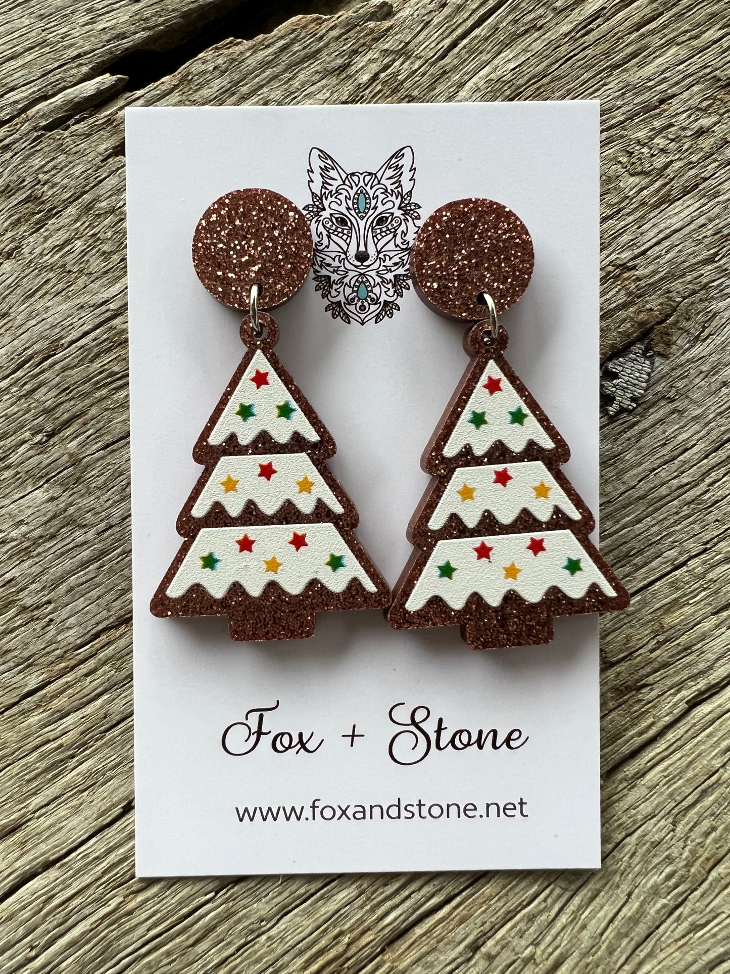 Beautiful Christmas Tree Glitter Earrings