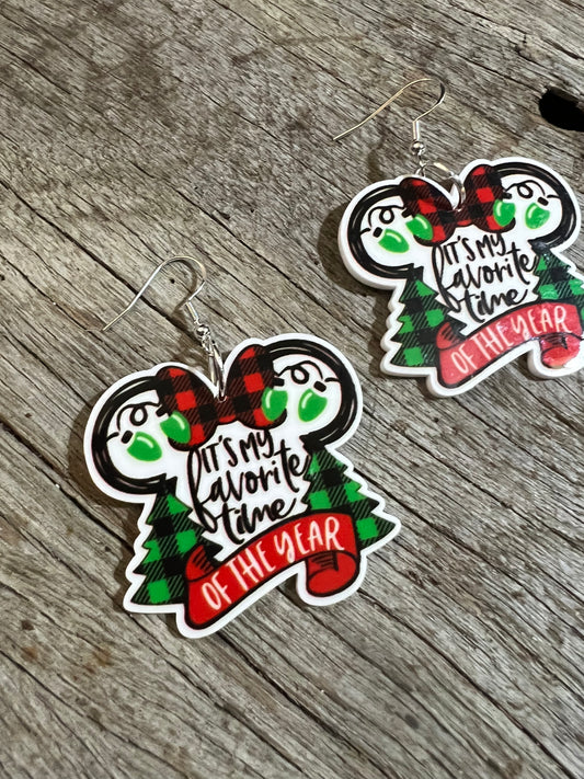 Merry Minnie Christmas Earrings