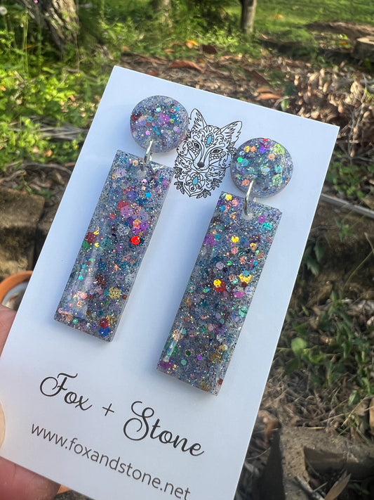 Long Fetti Sparkle Glitter Earrings