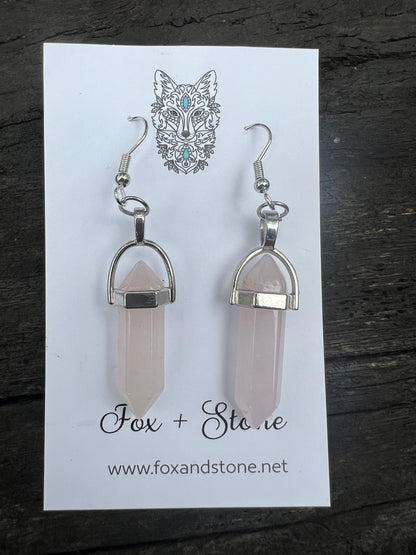 Rose Quartz Natural Stone Earrings