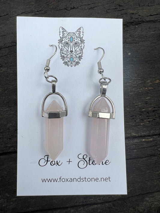 Rose Quartz Natural Stone Earrings